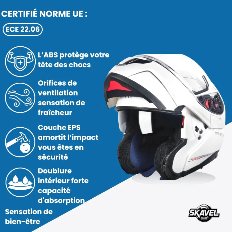 Casque Moto Modulable - MT Helmets I Blanc - Skavel